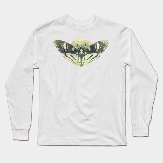 Moth And Moon Long Sleeve T-Shirt by LeighWortley